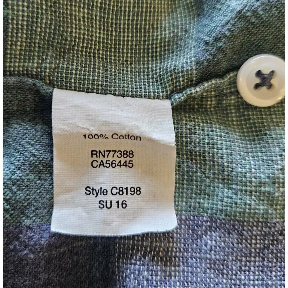 J. CREW Men's S Homespun Shirt Blue Green Check Button Up Long Sleeve Cotton